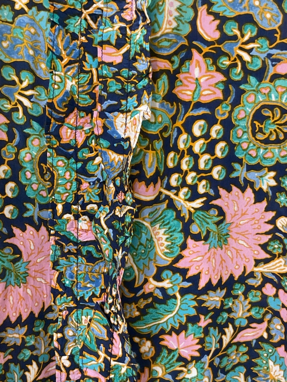 America & Beyond Floral Kimono Duster Ruffle Hem S/M - Picture 6 of 9